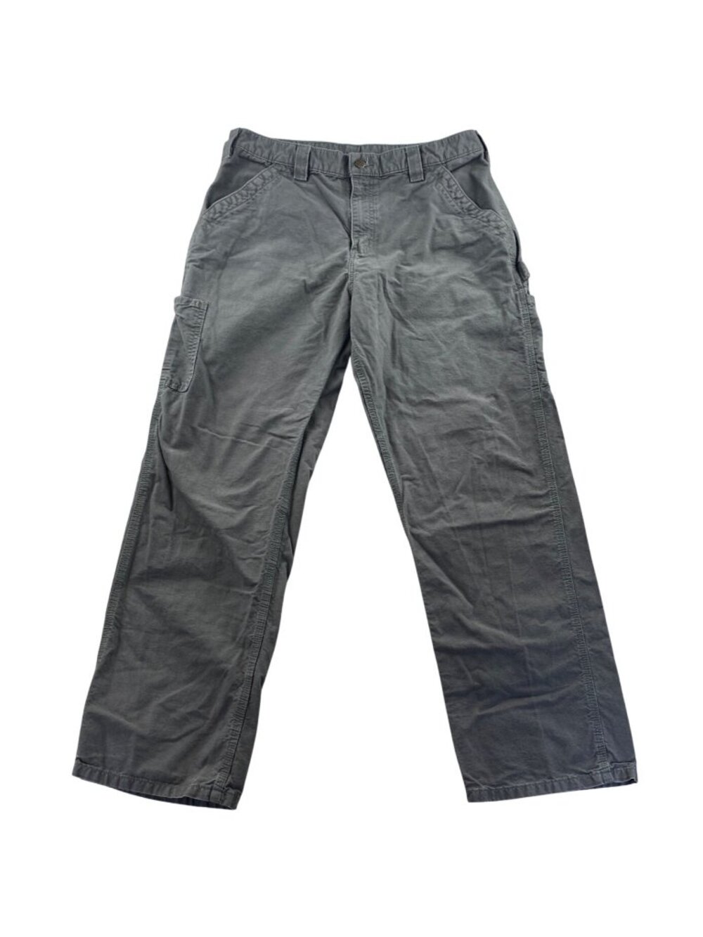 Carhartt Mens Work Pants 35x30 Measured Gray 100% Cotton Original Dungaree Fit